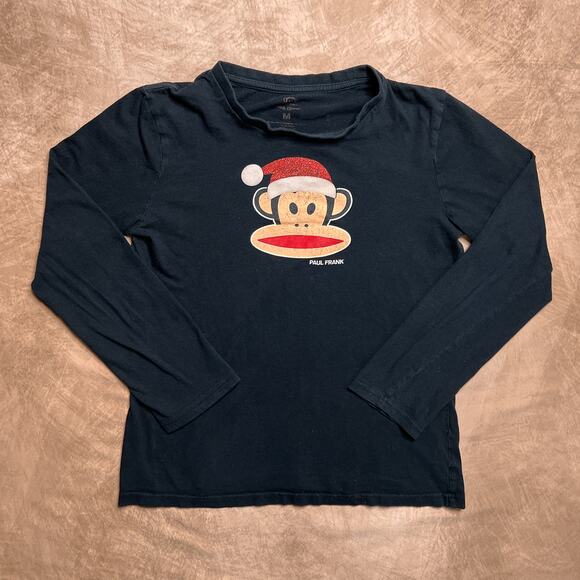 Paul Frank Santa Hat Christmas Holiday Long Sleeve Graphic T-Shirt Glitter Y2K - Picture 6 of 6